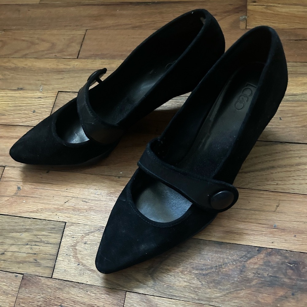 LOGO Womens Jesse Black Leather Pointed  Toe Heels Pumps Shoes Size 8M